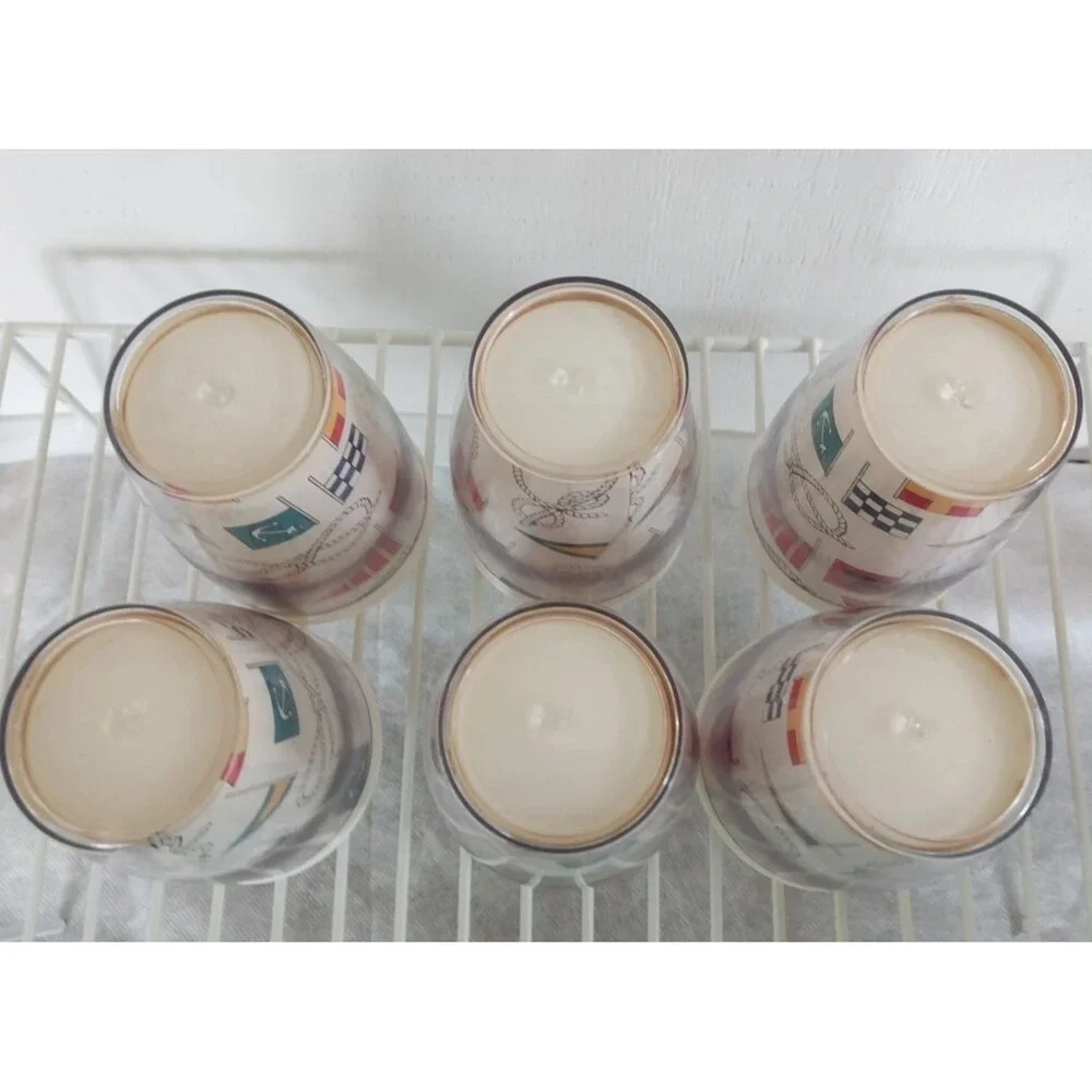 1960s Nautical Theme Insulated Plastic Cups Boat Flags & Knots set of 6